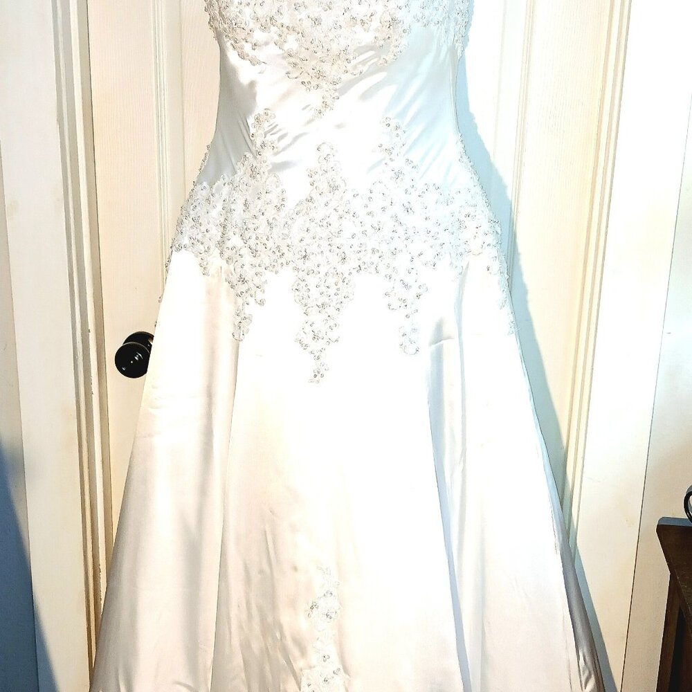 Maggie Sottero Couture Wedding Dress 14 Beaded Strapless Long Formal Corset Lace